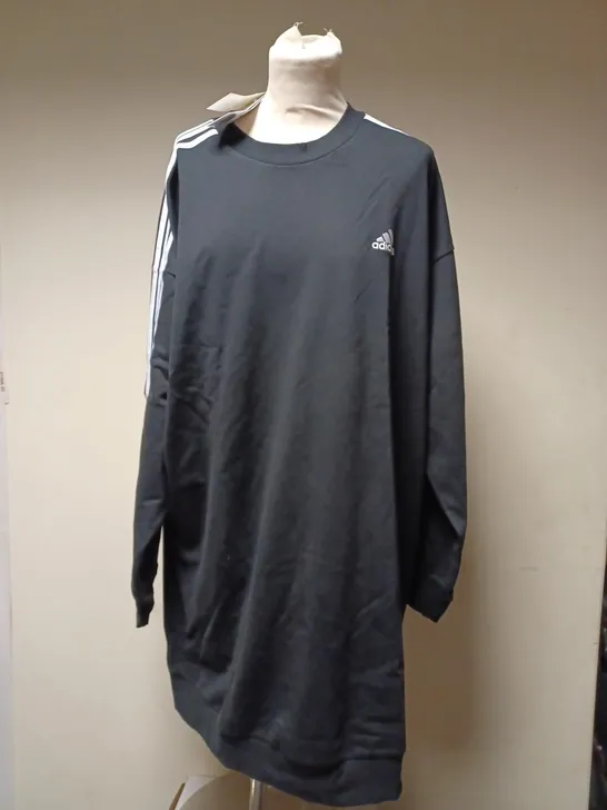 ADIDAS 3 STRIPES SWEAT DRESS - BLACK/WHITE - SIZE L - WOMEN