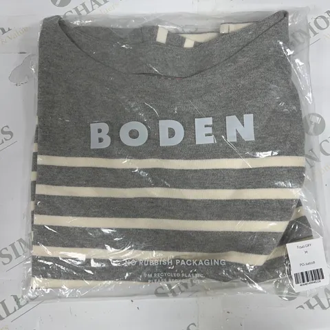 BODEN LONG SLEEVED STRIPED TOP IN GREY SIZE MEDIUM