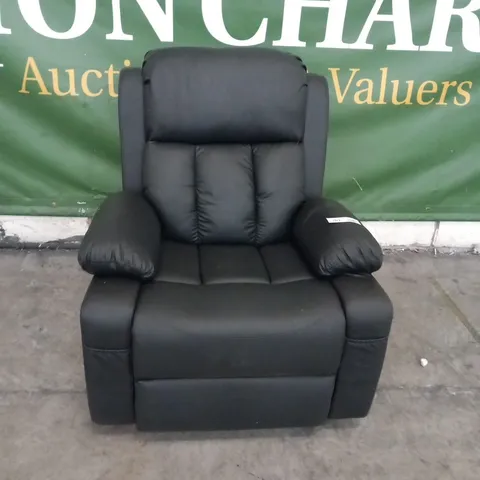 DESIGNER BLACK FAUX LEATHER RECLINING ARM CHAIR