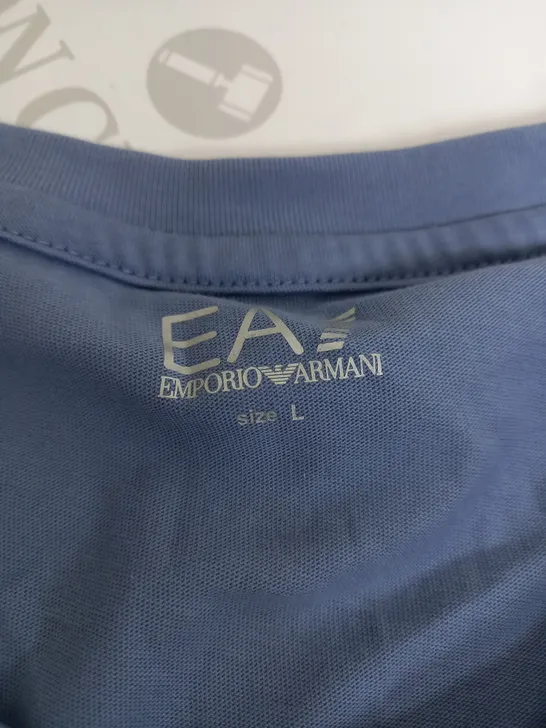 EMPORIO ARMANI NAVY BLUE LOGO T-SHIRT- LARGE