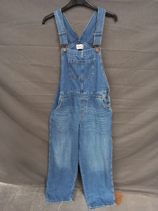 HUSH MAYA RELAXED STRAIGHT LEG DUNGAREE IN AUTHENTIC LIGHT WASH SIZE 12