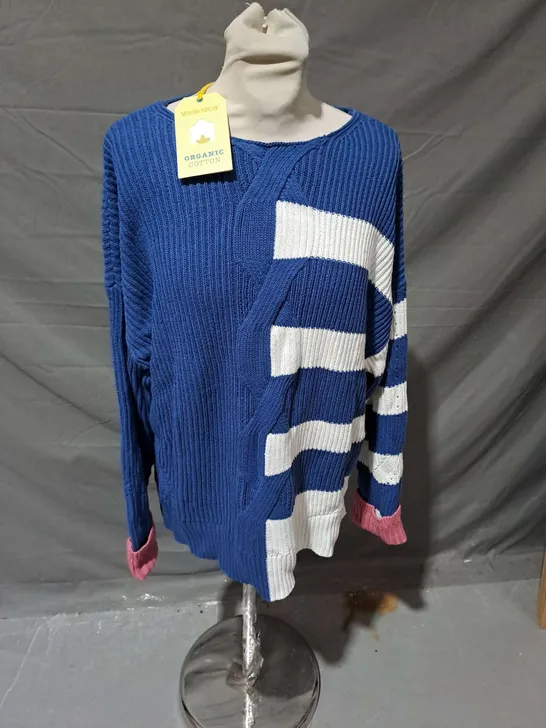 WHITE STUFF UNA STRIPE JUMPER IN BLUE MULTI SIZE 16