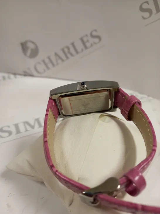 MENS STOCKWELL WATCH STAINLESS STEEL DIAL PINK LEATHER STRAP 