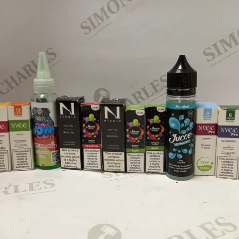 LOT OF APPROX 30 ASSORTED E-CIGARETTE LIQUIDS IN VARIOUS STRENGTHS AND FLAVOURS 