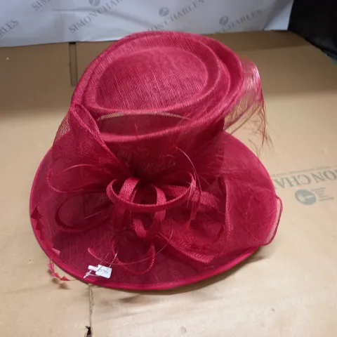 HAT BOX RED EMBELLISHED OCCASIONAL HAT