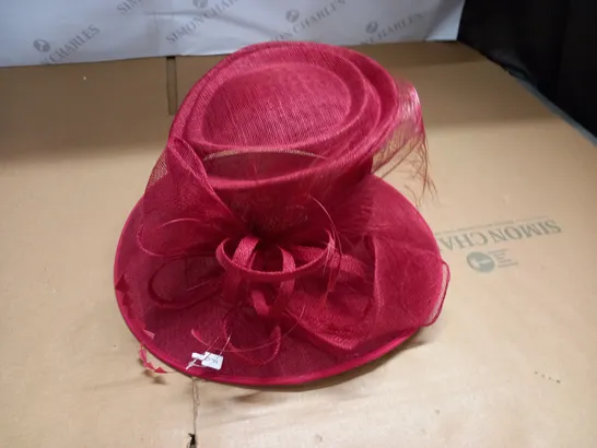 HAT BOX RED EMBELLISHED OCCASIONAL HAT