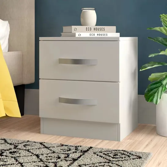 BOXED ARKADIJ 2 DRAWER BEDSIDE TABLE WHITE