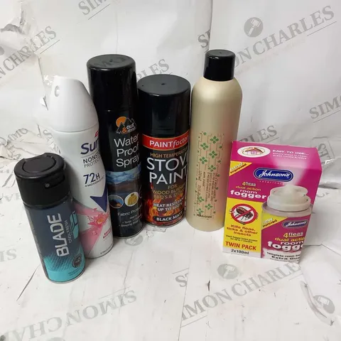 APPROXIMATELY 10 ASSORTED AEROSOL SPRAYS TO INCLUDE; BLADE, SURE, JOHNSONS AND DAVINES