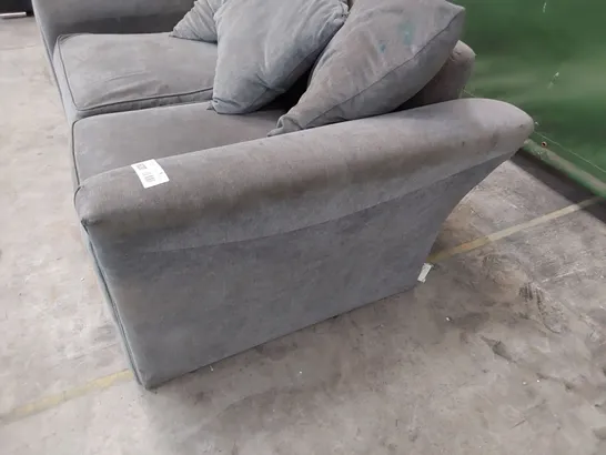 DESIGNER TWO SEATER SOFA WITH SCATTER CUSHIONS GREY FABRIC 