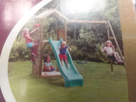 PLUM WOODEN LOOKOUT TOWER WITH SWING AND SLIDE (7 PARTS - MAY BE PARTS MISSING) RRP £749.99