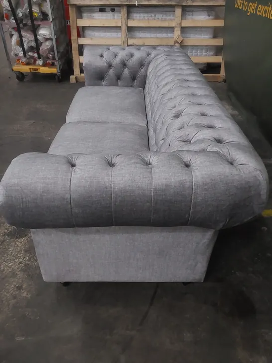 DESIGNER LAURA 3 SEATER CHESTERFIELD FABRIC UPHOLSTERED SOFA 