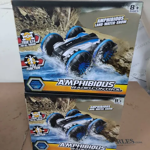 2X BLUE AMPHIBIOUS RADIO CONTROL TOY CARS 