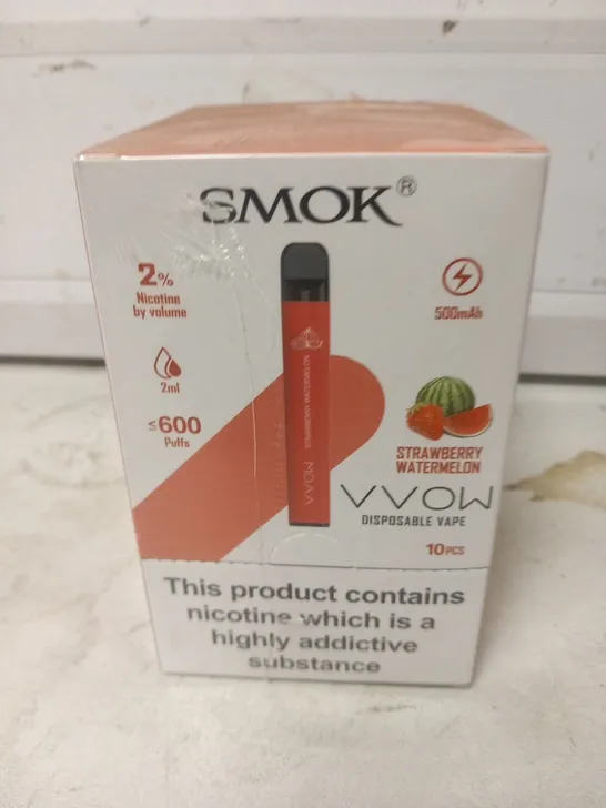 BOXED AND SEALED SMOK VVOW DISPOSABLE VAPE 10 PACK STRAWBERRY WATERMELON