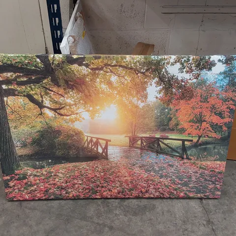 WOODLAND BRIDGE AUTUMN TRANQUILITY - WRAPPED CANVAS (1 ITEM)