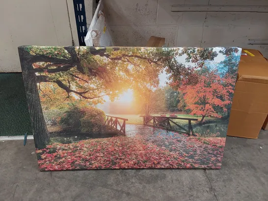 WOODLAND BRIDGE AUTUMN TRANQUILITY - WRAPPED CANVAS (1 ITEM)