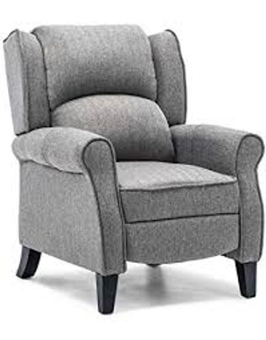 BOXED EATON CHARCOAL FABRIC PUSH BACK RECLINING EASY CHAIR (1 BOX) RRP £379.99