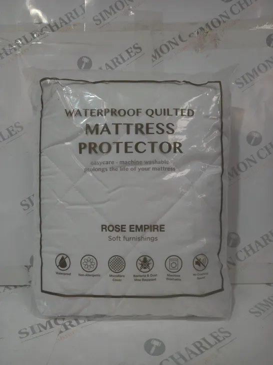 ROSE EMPIRE WATERPROOF QUILTED MATTRESS PROTECTOR - DOUBLE SIZE