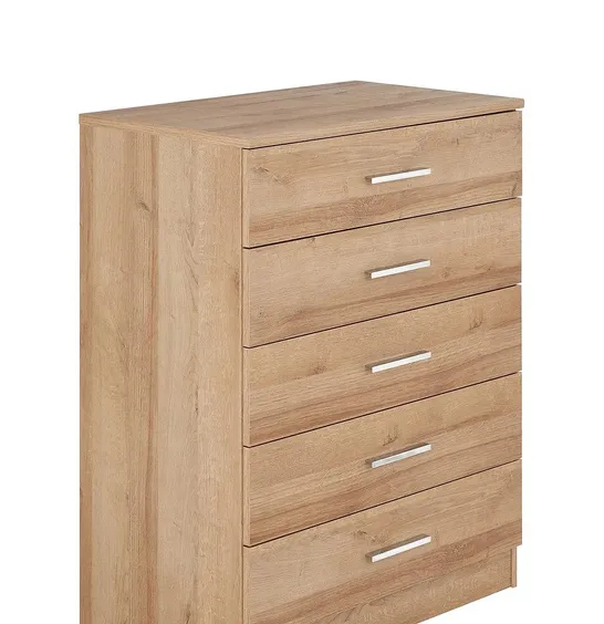 BOXED PANAMA 5 DRAWER CHEST - OAK (1 BOX) - COLLECTION ONLY RRP £139