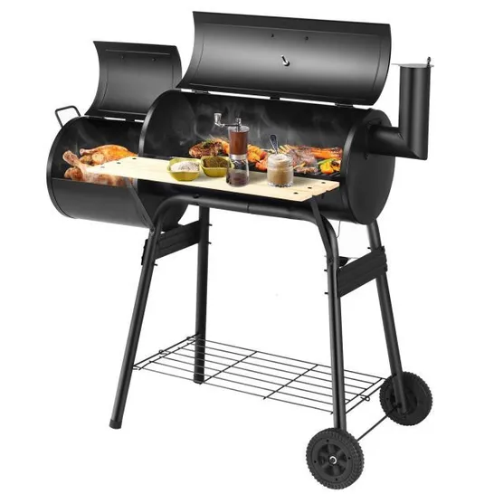 BOXED COSTWAY CHARCOAL BBQ GRILL WITH WHEELS AND SHELVES FOR CAMPING PICNIC PARTY