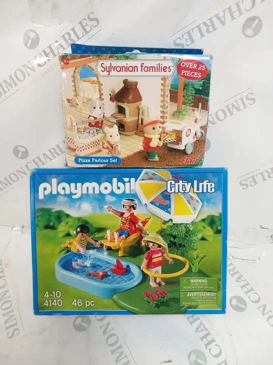 BOXED PLAYMOBIL CITY LIFE 4140 AND SYLVANIAN FAMILIES PUIZZA PARLOUR