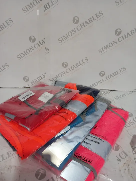 4 X HIGH VISIBILTY JACKETS COLOURS INCLUDING PINK, BLUE, RED AND ORANNGE