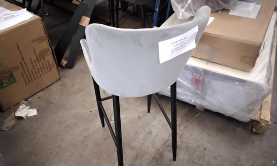 DESIGNER LIGHT GREY VELVET DINING CHAIR STOOL WITH BLACK LEGS 