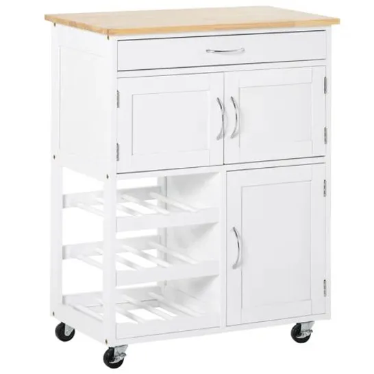 BOXED KIEN 67CM WIDE ROLLING KITCHEN TROLLEY 