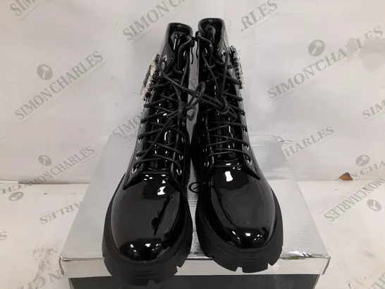 BOXED PAIR OF KELSI RAISED BOOTS IN BLACK - SIZE 37