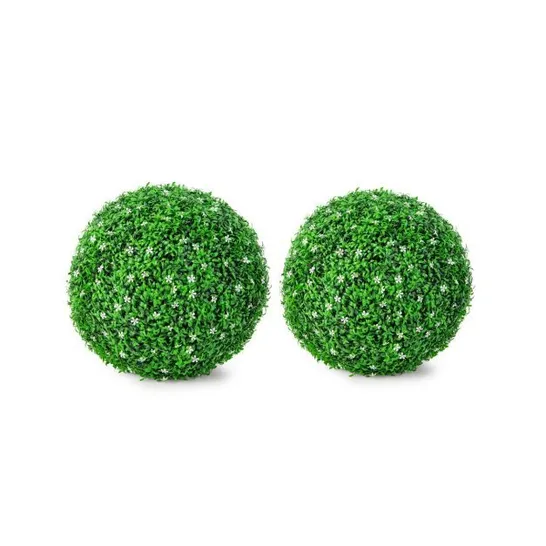 BOXED COSTWAY SET OF 2 ARTIFICIAL TOPIARY BALLS 48CM FAUX BOXWOOD BALLS (1 BOX)