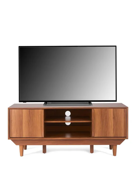 BOXED MARCEL TV UNIT - FITS UP TO 50 INCH TV - IN WALNUT - COLLECTION ONLY