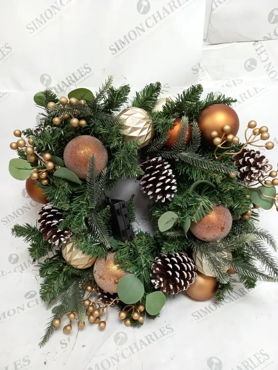 COPPER AND GOLD PRE-LIT FESTIVE WREATH RRP £39.99