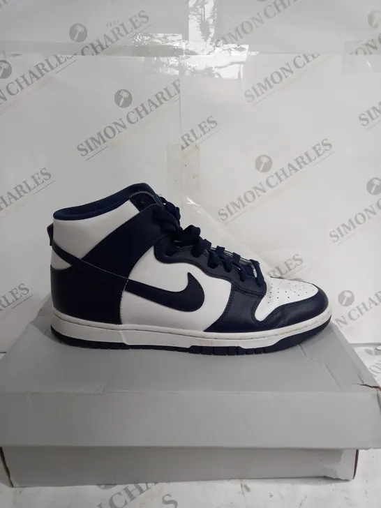 BOXED NIKE DUNK HIGHS IN BLUE & WHITE - UK 10 