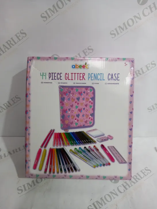 ABEEC 44 PIECE GLITTER PENCIL CASE STATIONERY SET