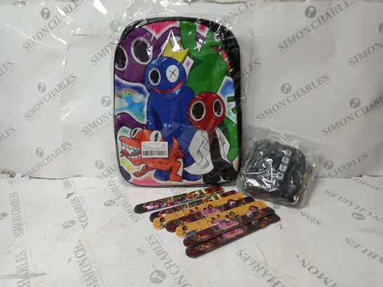 APPROXIMATELY 10 ASSORTED ITEMS TO INCLUDE REYOK KIDS SCHOOL BAG, HIP HOP COSTUME SET, ENCANTO MAGNETIC WRIST STRAP 