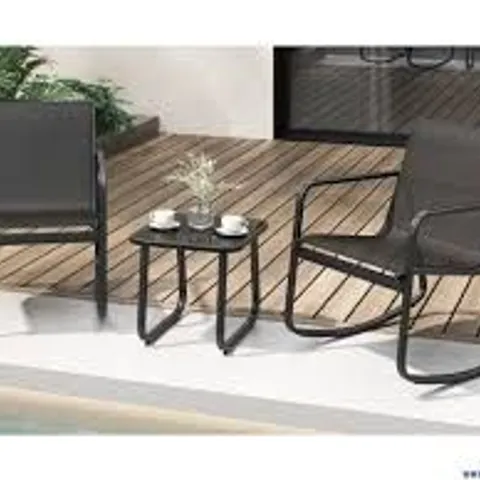 BOXED COSTWAY 3-PIECE GARDEN FURNITURE SET WITH 2 CHAIRS & TABLE & GENTLE ROCKING GARDEN FURNITURE