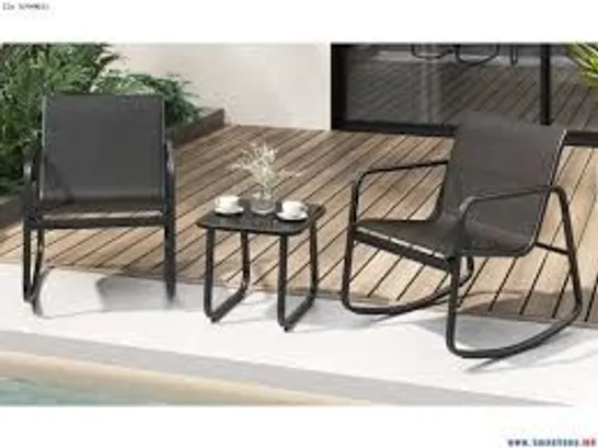 BOXED COSTWAY 3-PIECE GARDEN FURNITURE SET WITH 2 CHAIRS & TABLE & GENTLE ROCKING GARDEN FURNITURE