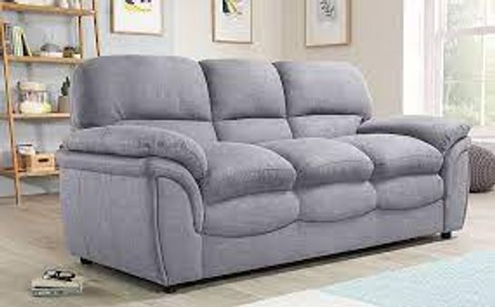 BOXED DESIGNER ROCHESTER GREY FABRIC 3 SEATER SOFA