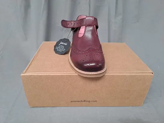 BOXED PAIR OF JOANIE GRENOBLE SHOES IN OX BLOOD UK SIZE 3