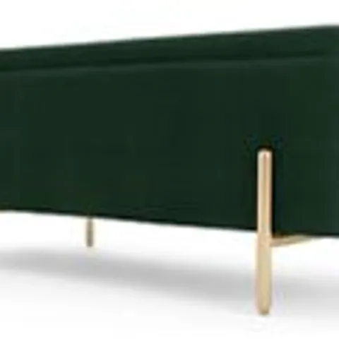 BRAND NEW BOXED MADE.COM ASARE UPHOLSTERED STORAGE BENCH, PINE GREEN & BRASS (1 BOX)