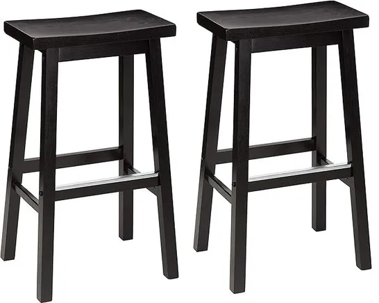 AMAZON BASICS SOLID WOOD SADDLE-SEAT KITCHEN COUNTER BARSTOOL