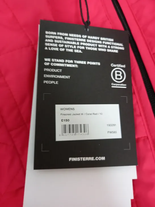 FINISTERRE FIRECREST JACKET SIZE 10