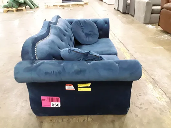 QUALITY DESIGNER UPHOLSTERED LOVESEAT - NAVY FABRIC