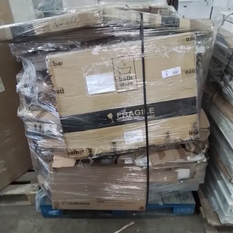 PALLET CONTAINING APPROXIMATELY 17 BATHSTORE BATHROOM UNITS AND BATH PANELS 