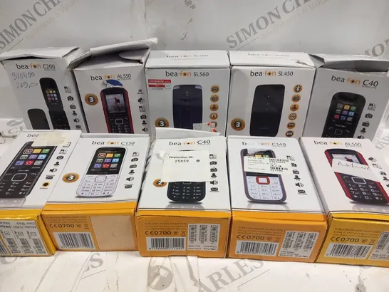 BOX OF APPROX 10 ASSORTED BEAFON MOBILE PHONES TO INCLUDE MODELS; SL560, C40, C140, ETC 