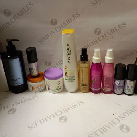 LOT OF APPROX 12 ASSORTED MATRIX HAIRCARE PRODUCTS TO INCLUDE SMOOTHING CREAM, SHINE SHAKE, SMOOTH SHAMPOO, ETC