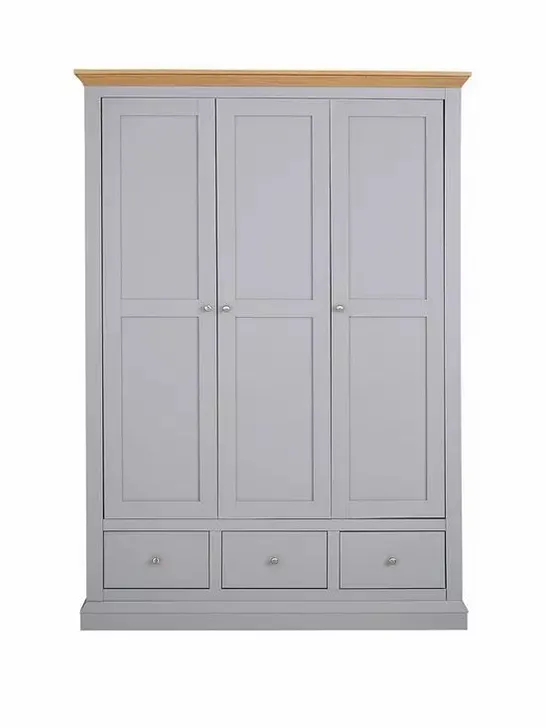 BOXED GRADE 1 HANNAH 3 DRAWER WARDROBE (3 BOXES) CREAM/OAK