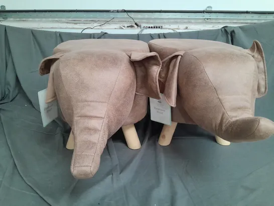 2 ELEPHANT STOOLS IN BROWN