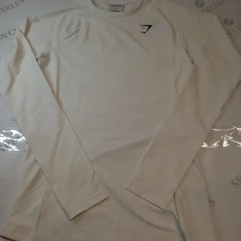 GYMSHARK LONG SLEEVED TRAINING TOP IN WHITE SIZE SMALL