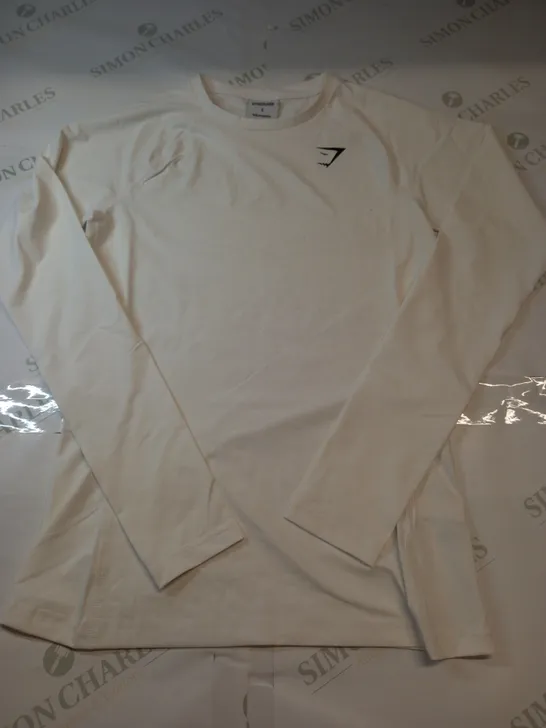 GYMSHARK LONG SLEEVED TRAINING TOP IN WHITE SIZE SMALL