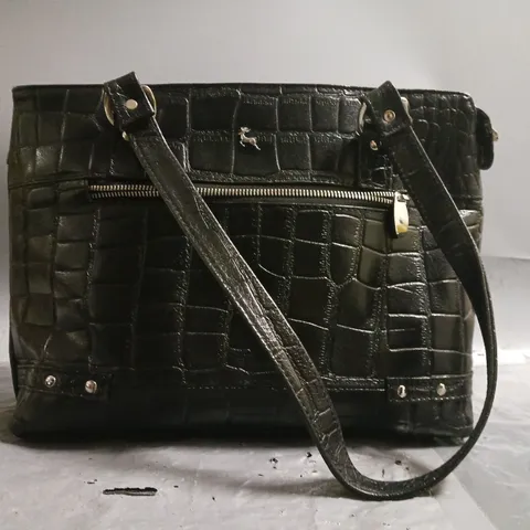 ASHWOOD LINDA CROC LEATHER SHOULDER BAG IN BLACK / COLLECTION ONLY 